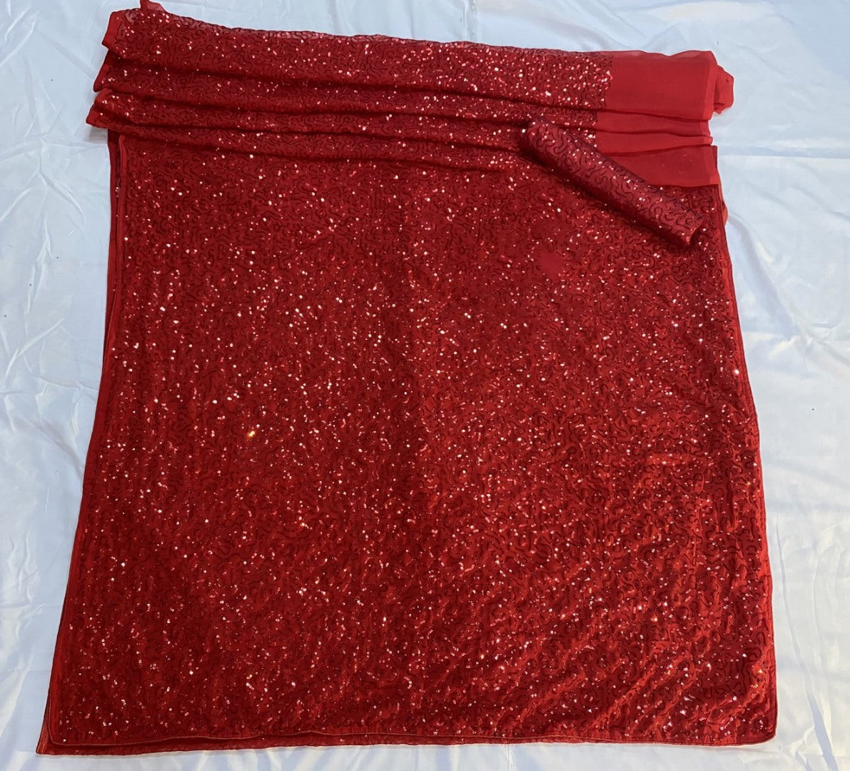 Red georgette full sequence work partywear saree