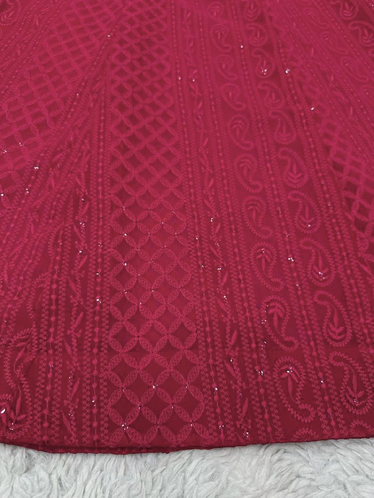 Red georgette heavy chikankari work designer kurti