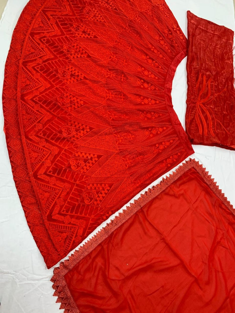 Red georgette heavy embroidered partywear lehenga choli
