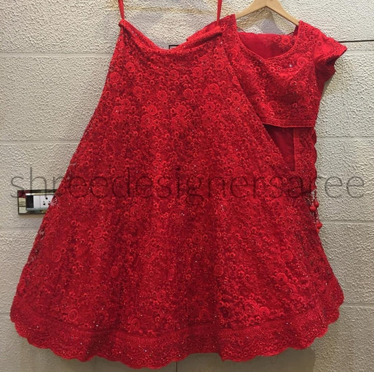 Red georgette heavy embroidered wedding lehenga choli