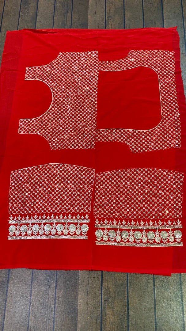 Red georgette heavy embroidered wedding lehenga choli