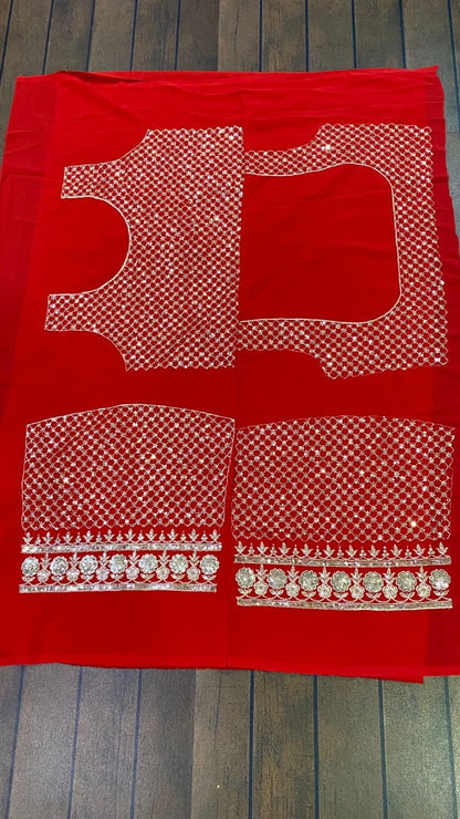 Red georgette heavy embroidered wedding lehenga choli