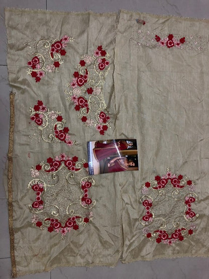 Red georgette partywear saree with fancy embroidered blouse