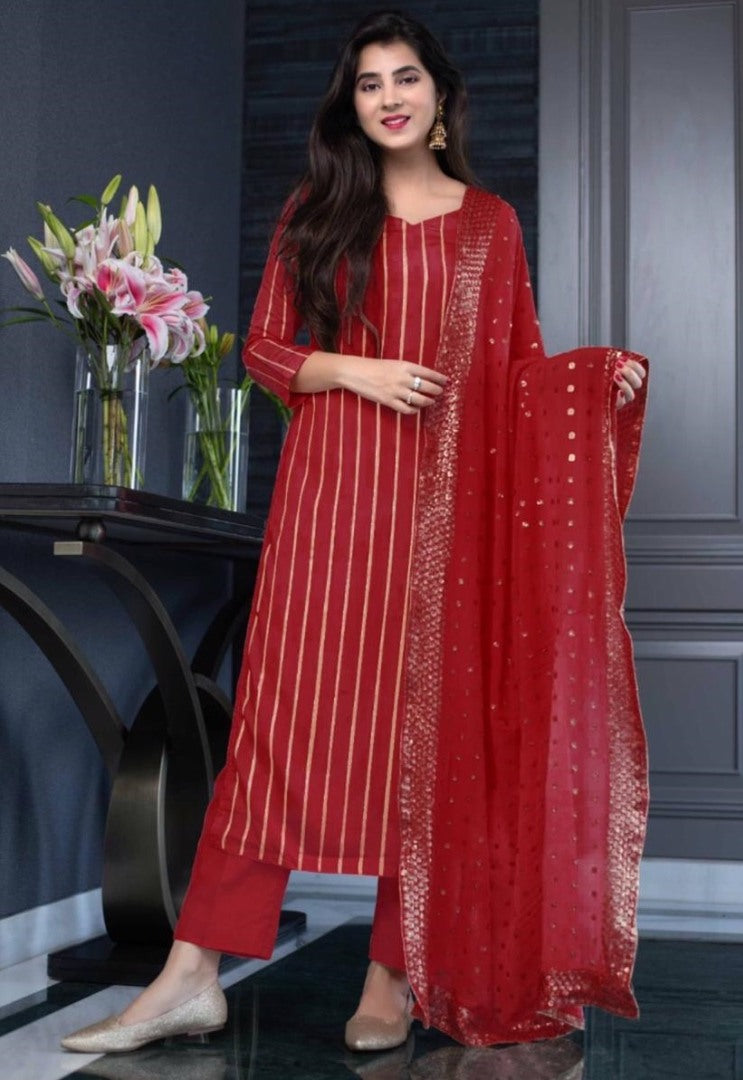 Red georgette sequence work salwar suit