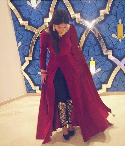 Red georgette stylist long top salwar suit