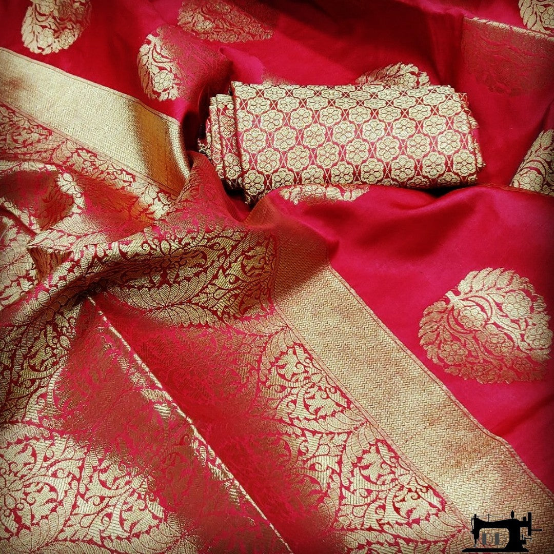 red heavy banarasi silk bollywood wedding saree