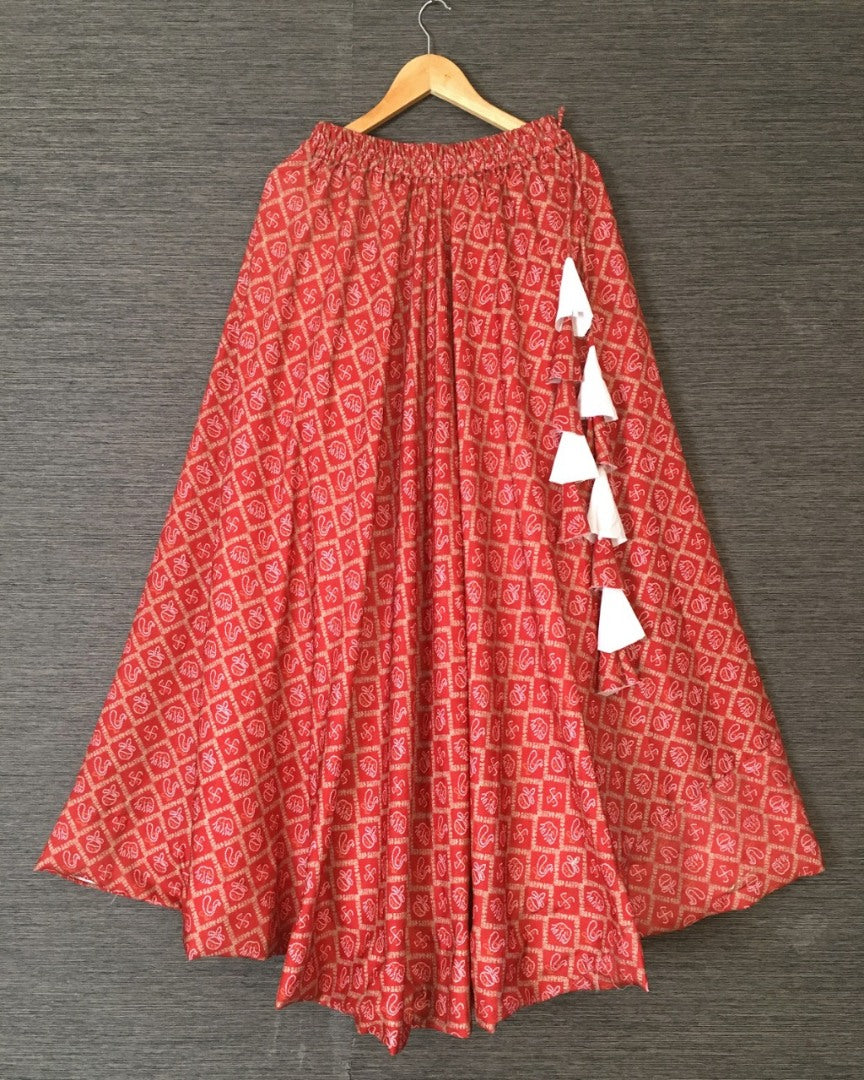 Red heavy rayon digital printed skirt