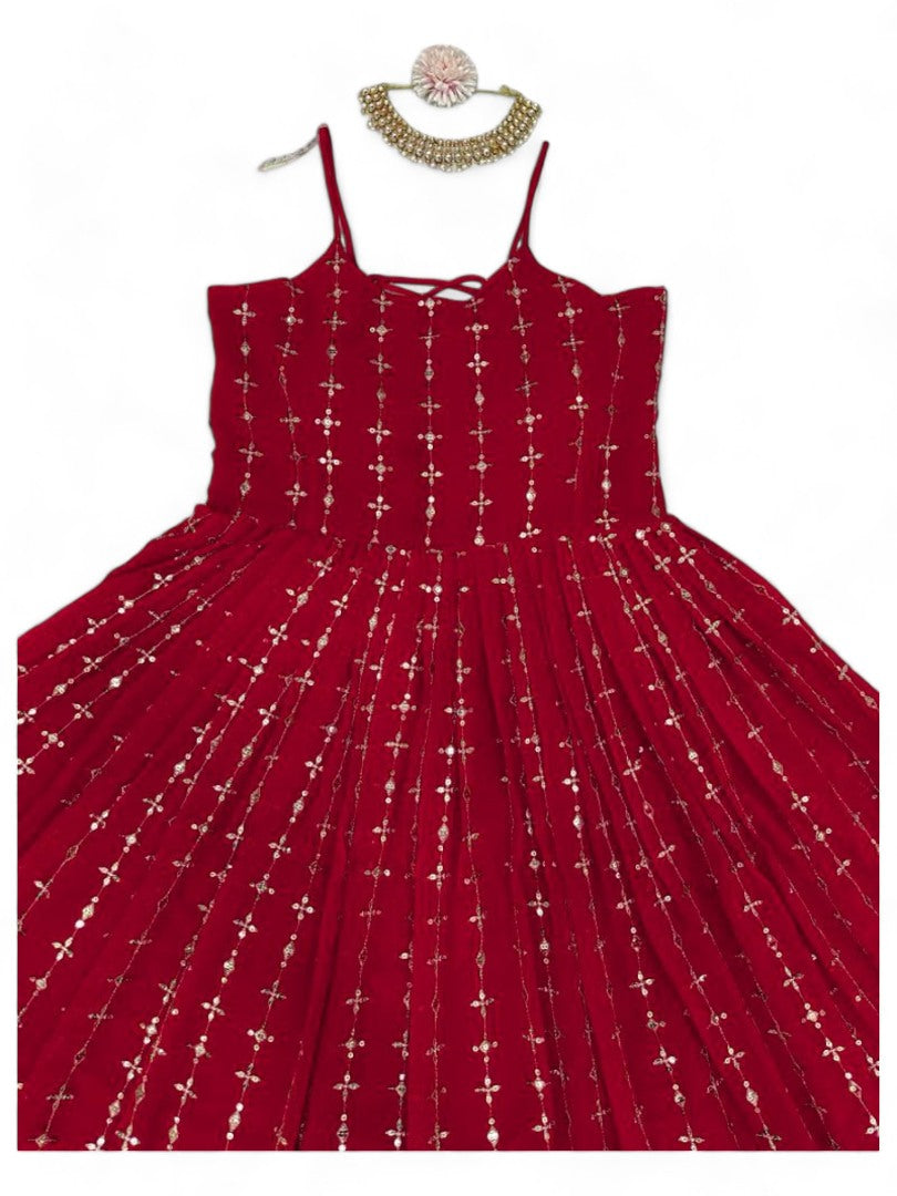 Red heavy work designer wedding gown