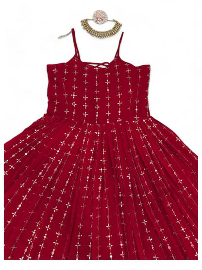 Red heavy work designer wedding gown