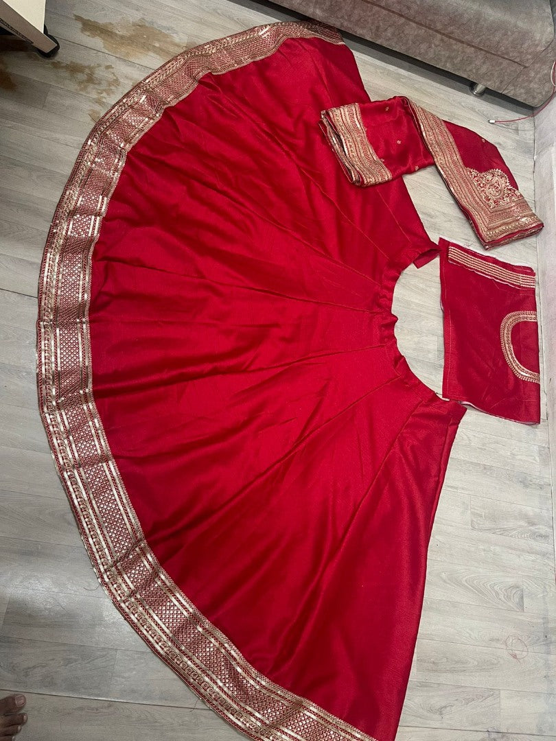 Red italian silk heavy sequence work wedding lehenga choli