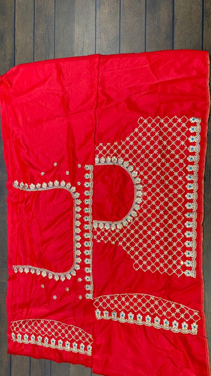 Red malai silk heavy embroidered wedding lehenga choli
