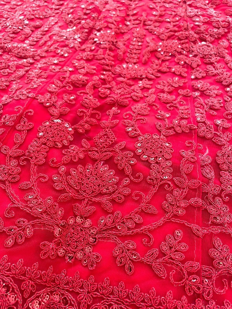 Red net coding heavy dori work wedding lehenga choli
