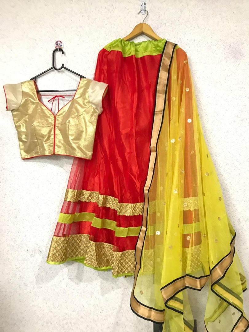 Red net partywear lehenga choli