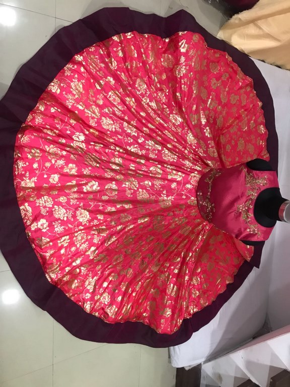 Red paper silk & phantom silk hand worked wedding anarkali suit