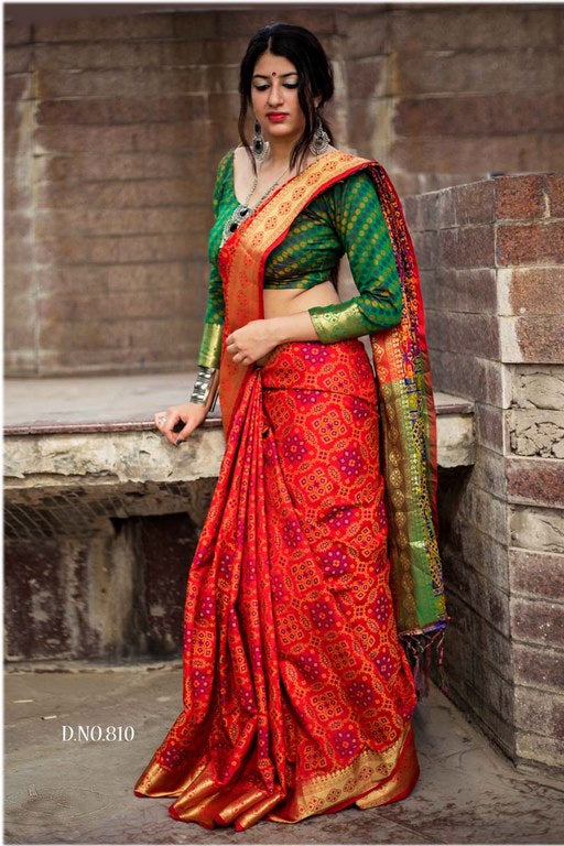 red patola silk wedding saree