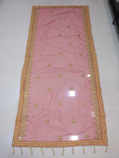 Red phantom silk heavy embroidered bridal lehenga