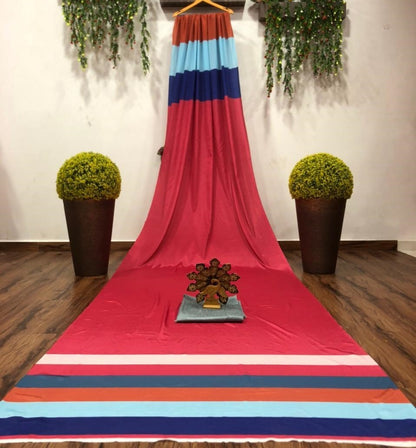 Red satin digital printed saree