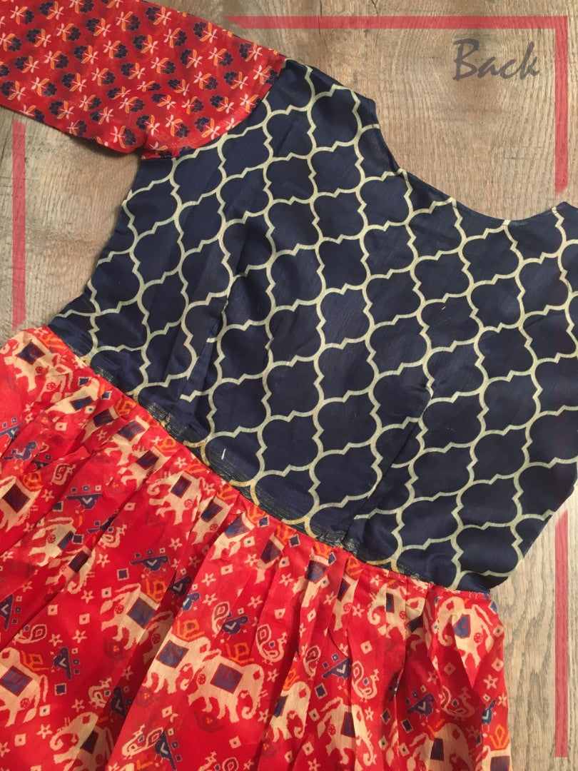 Red Soft cotton weaving design printed gown