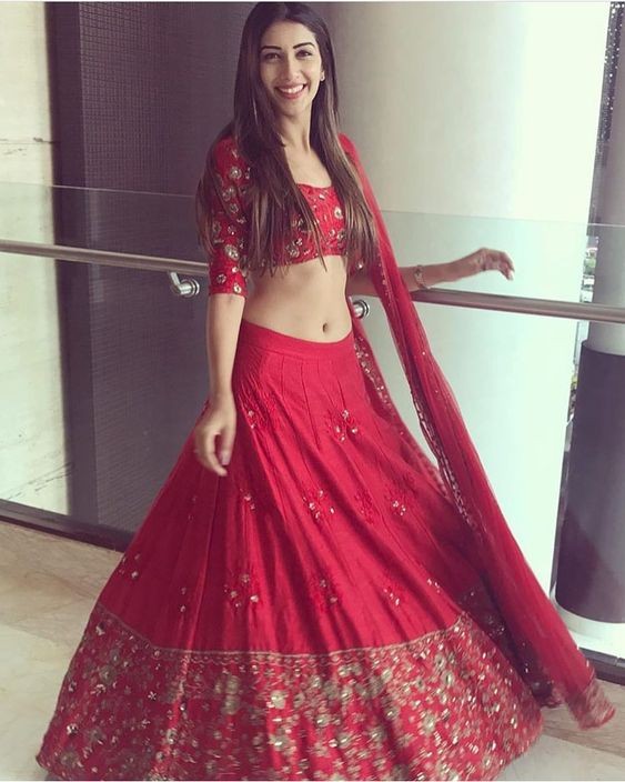 Red star silk beautiful embroidered wedding lehenga choli