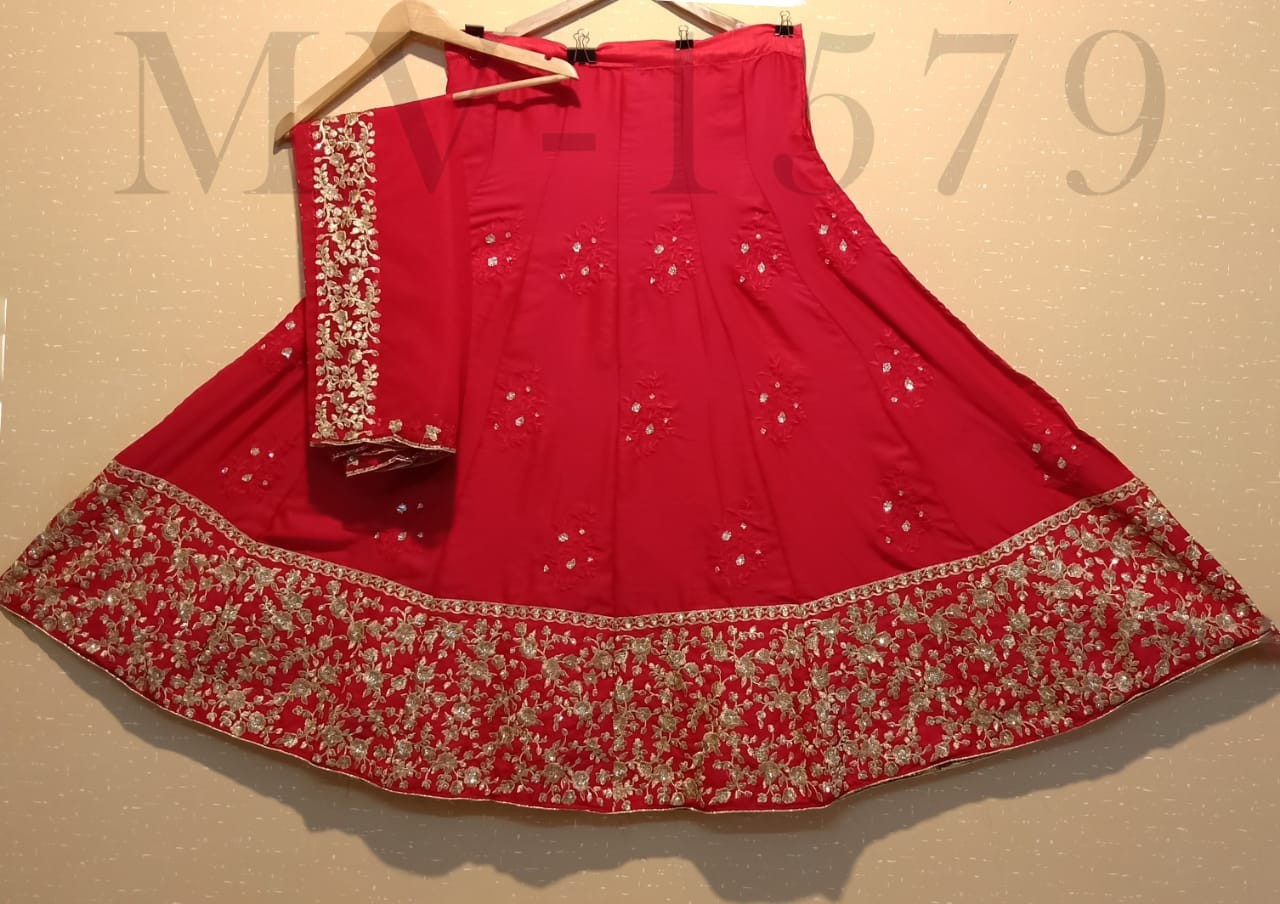 Red star silk beautiful embroidered wedding lehenga choli
