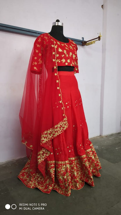 Red star silk beautiful embroidered wedding lehenga choli
