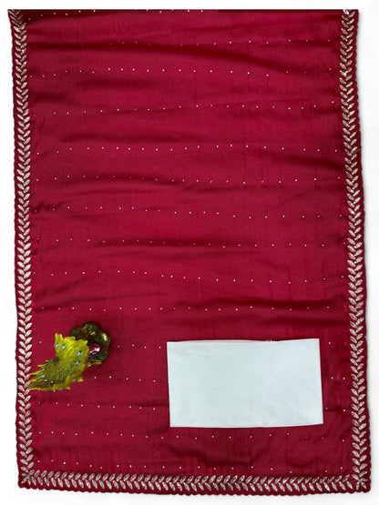 Red stylish fancy party wear saree