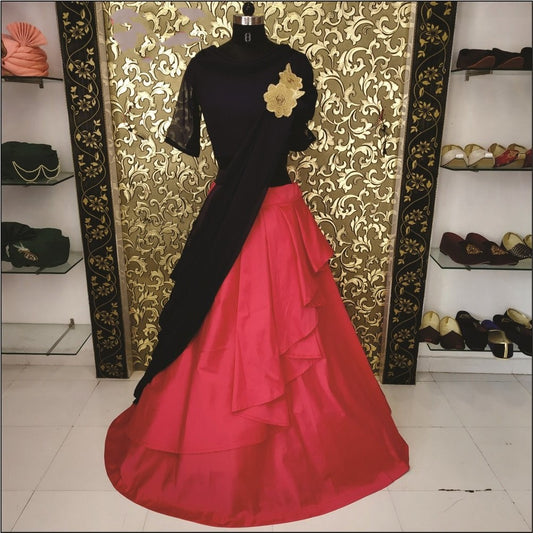 Red tapeta silk beautiful partywear lehenga