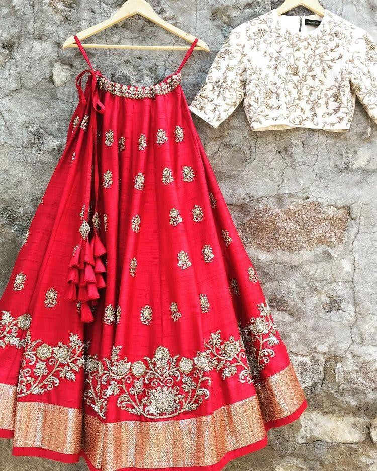 red tapeta silk designer embroidered ceremonial lehenga