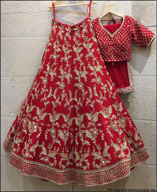 Red tapeta silk heavy sequence and thread embroidered wedding lehenga choli