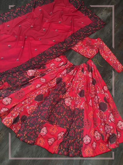 Red vaishali silk digital printed traditional lehenga choli