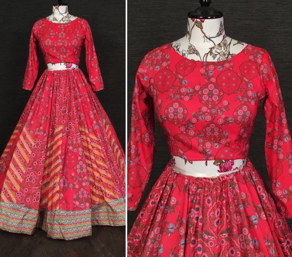Red vaishali silk digital printed traditional lehenga choli