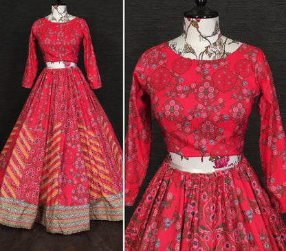 Red vaishali silk digital printed traditional lehenga choli
