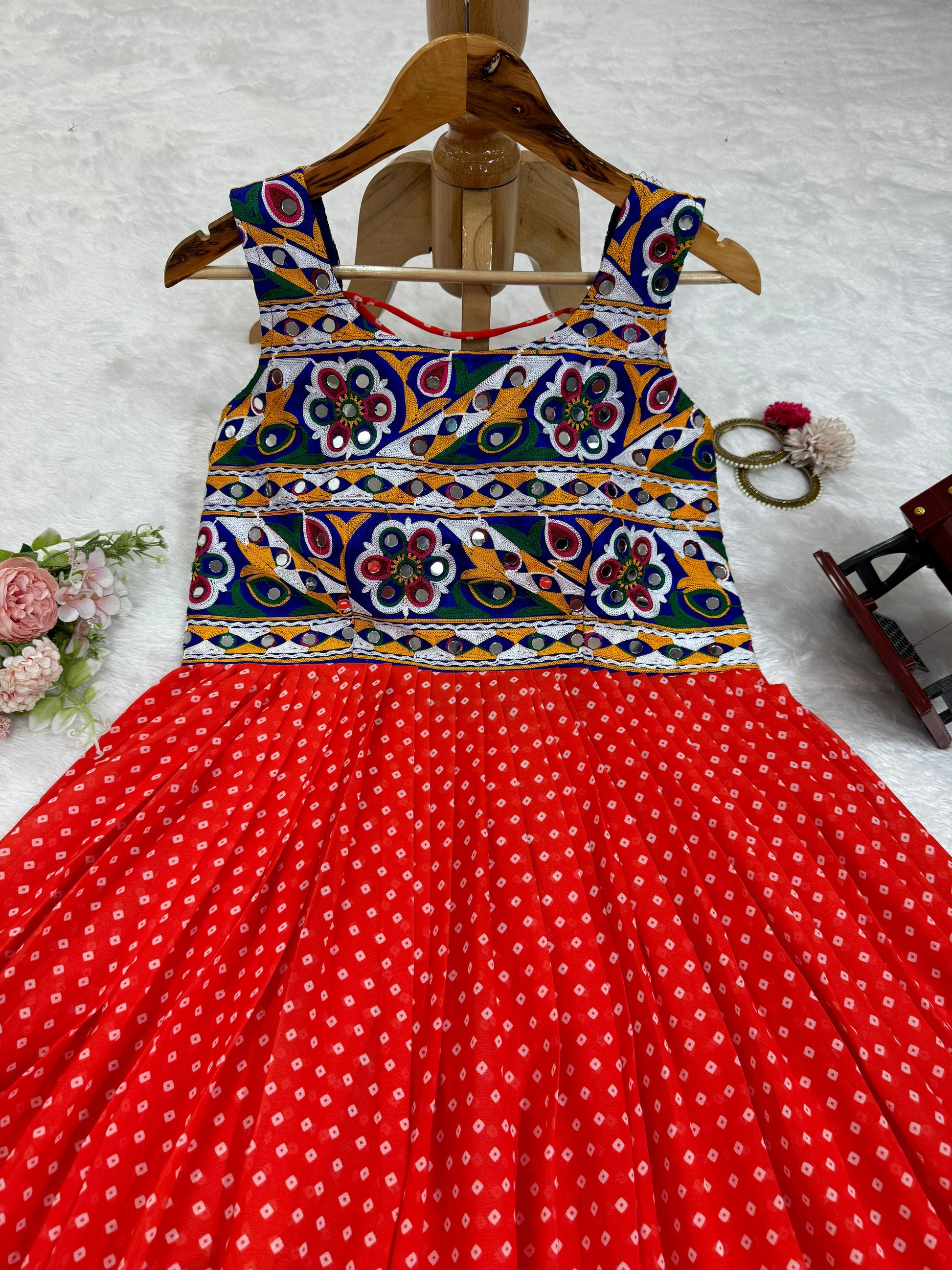 Georgette printed chainstitch work stylish kurti