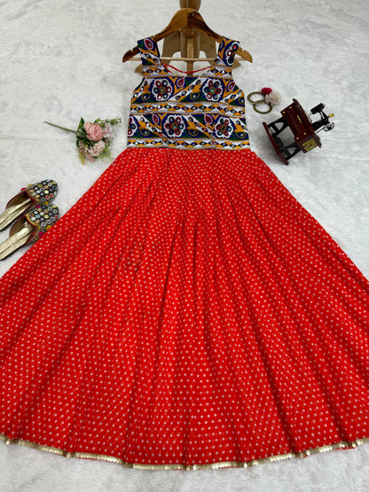 Georgette printed chainstitch work stylish kurti