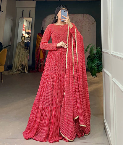 Georgette printed heavy flair long gown