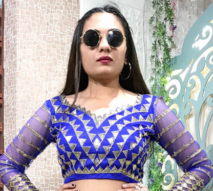 Royal blue heavy net embroidered sequence lehenga choli