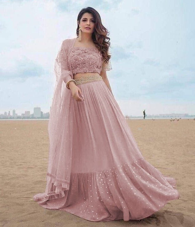 Sand pink georgette beautiful lehenga choli