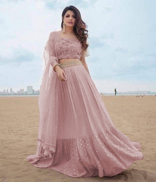Sand pink georgette beautiful lehenga choli