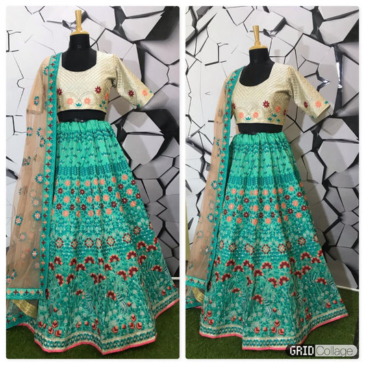 sea green designer embroidered wedding lehenga