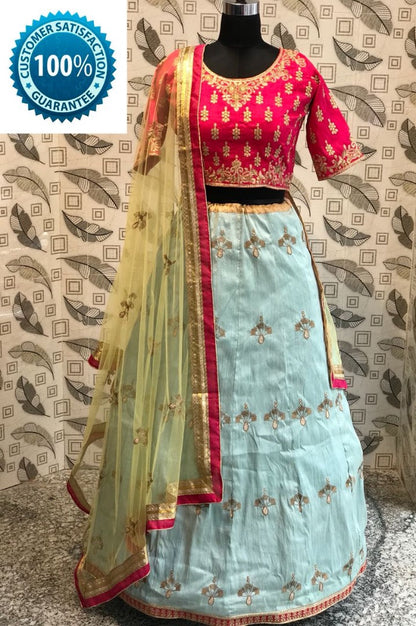 sea green embroidered festival lehenga