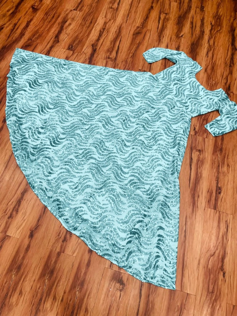 Sea green georgette heavy sequence work gown