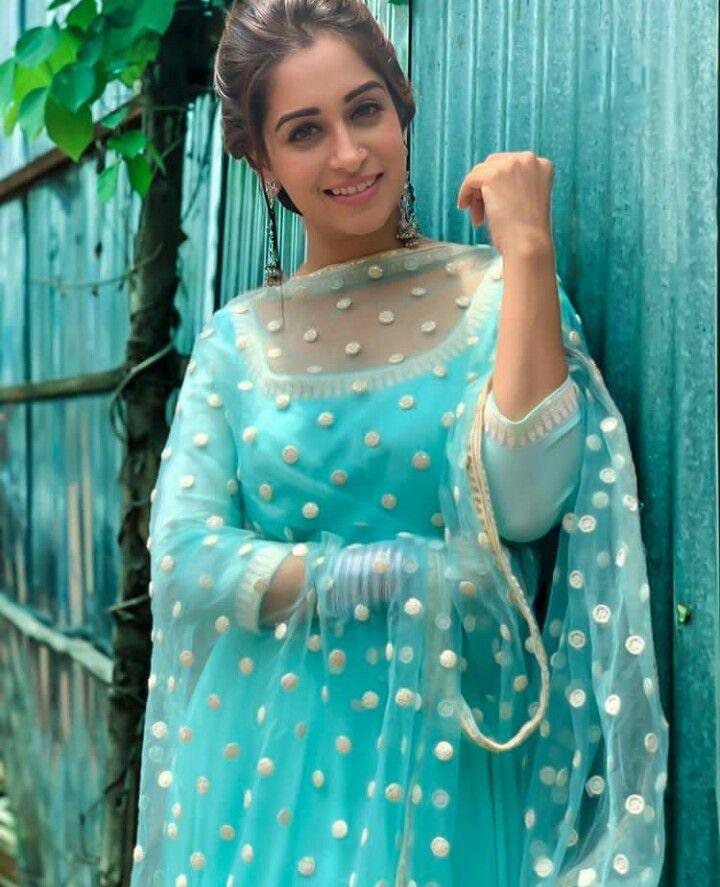 Sea green georgette plain anarkali suit