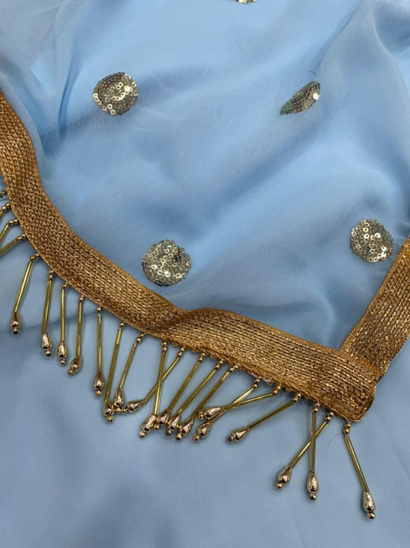 Sea green georgette sequence embroidered work salwar suit