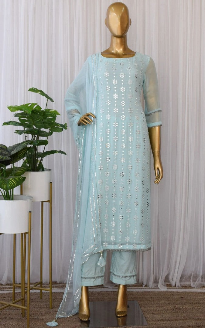 Sea green georgette sequence work salwar suit