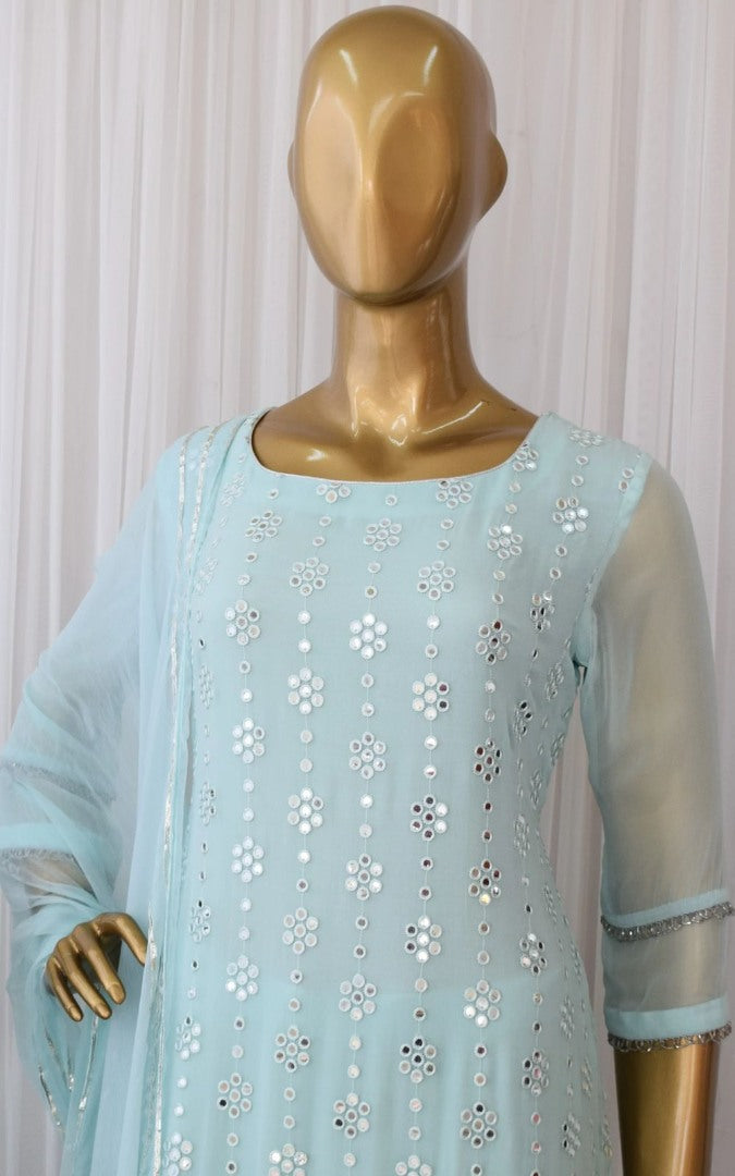 Sea green georgette sequence work salwar suit