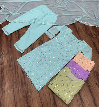Sea green georgette sequence work salwar suit