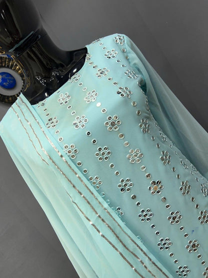 Sea green georgette sequence work salwar suit