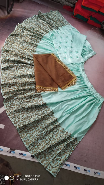 sea green kum kum silk embroidered stylist lehenga