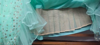 Sea green soft net embroidered wedding lehenga choli