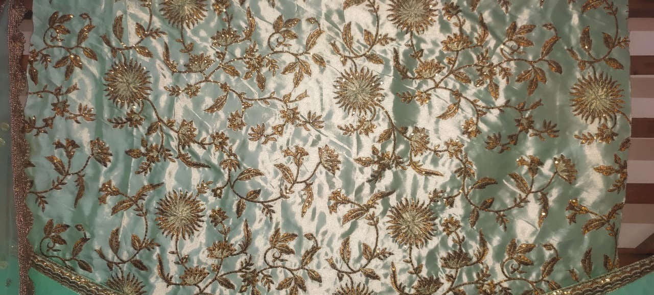 Sea green soft net embroidered wedding lehenga choli